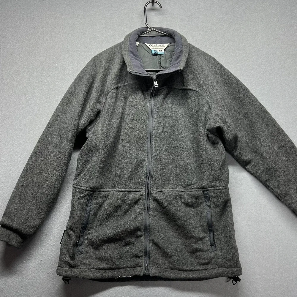 Columbia Fleece Jacket Womens Large Gray Interchange Full Zip Pockets Outdoor